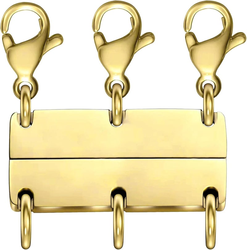 MKCYD Multi Necklace Layering Clasp Strong Magnetic Clasps, Gold and Silver Necklace Separator for Layering, Multiple Jewelry Closures for Layered Look - Image 1